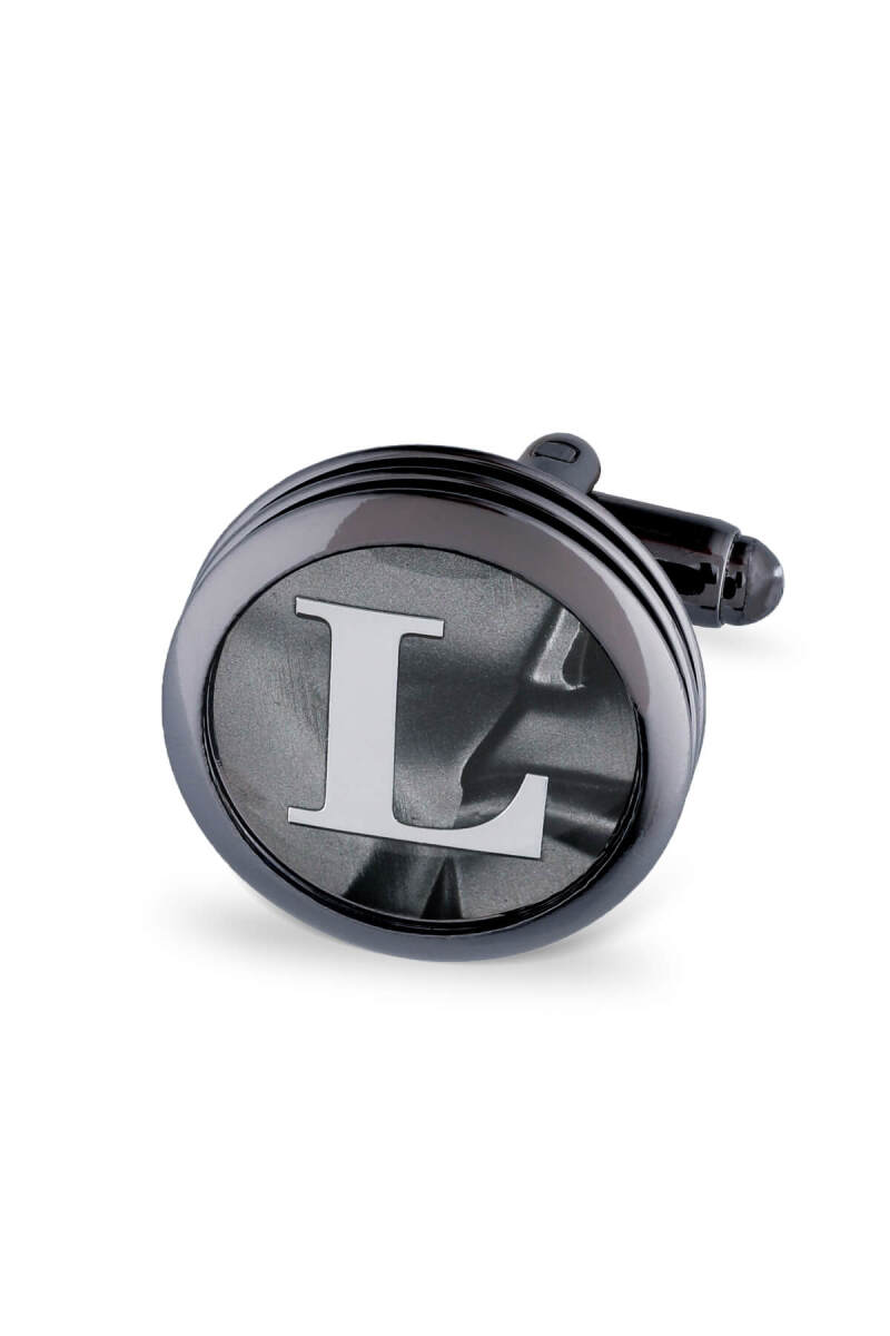 L Harfli Yuvarlak Tekli Kol Düğmesi - HATEMOĞLU