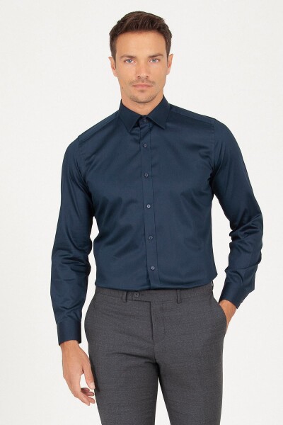 Lacivert Slim Fit Gömlek - 1