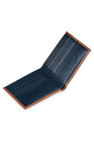 Lacivert 100% Deri Cüzdan - 3