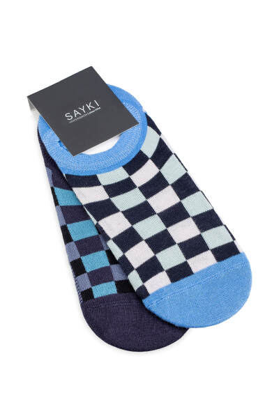 Lacivert 2'li Kareli Babet Çorap 