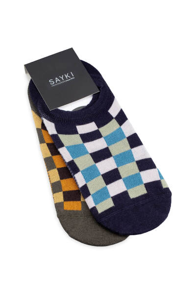 Lacivert 2'li Kareli Babet Çorap 