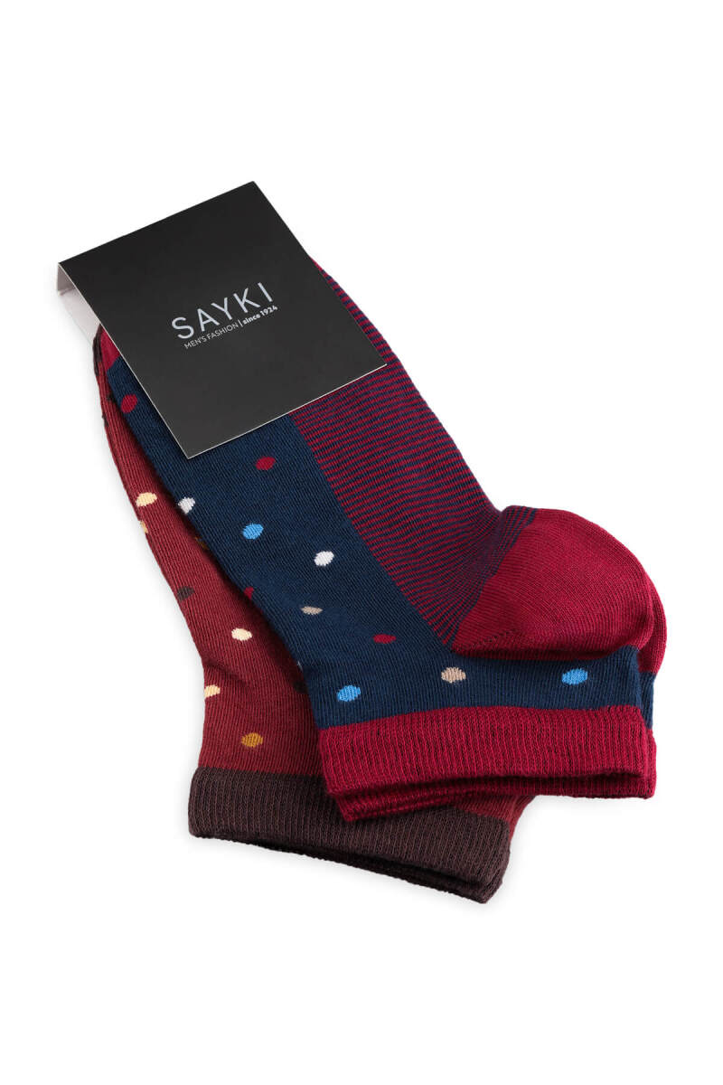 Lacivert 2'li Puantiyeli Kısa Çorap - Saykı