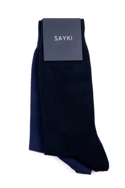 Lacivert Pamuklu İkili Dikişsiz Soket Çorap - 2