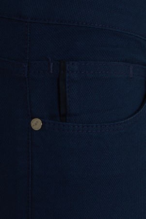 Lacivert Slim Fit Desenli Pamuklu 5 Cep Kanvas Pantolon - Thumbnail