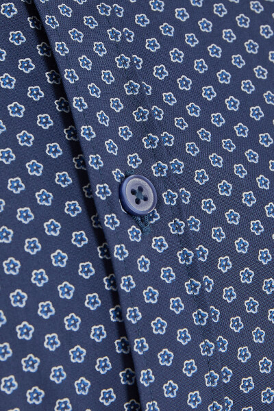 Lacivert Desenli Slim Fit Gömlek - 3