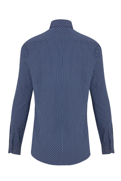 Lacivert Desenli Slim Fit Gömlek - 2