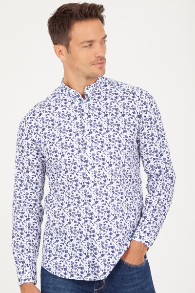 Mavi Slim Fit Keten Gömlek - 3