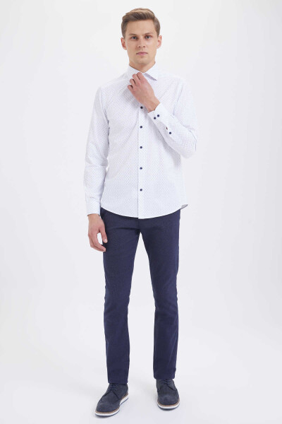 Lacivert Baskılı Slim Fit Gömlek - 2