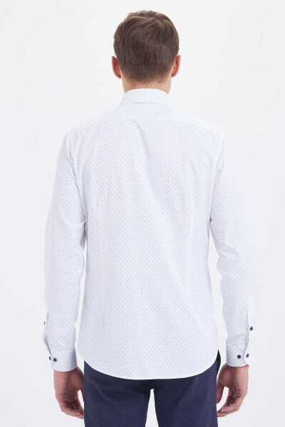 Lacivert Baskılı Slim Fit Gömlek - 3