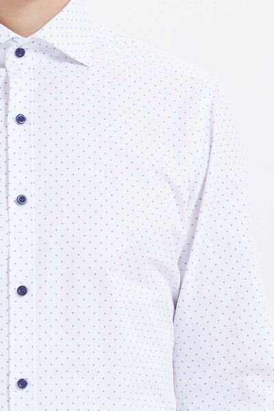 Lacivert Baskılı Slim Fit Gömlek - 4