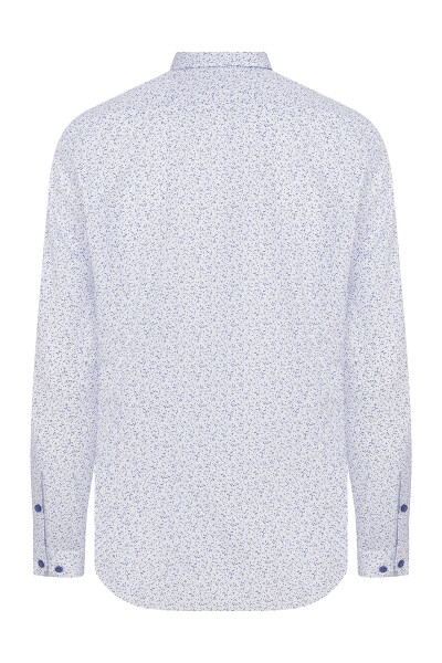 Lacivert Slim Fit Baskılı Pamuklu Uzun Kol Spor Gömlek - 2