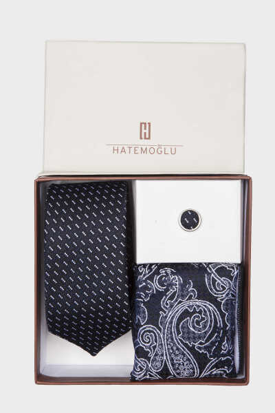 Lacivert Basic Kravat Mendil Yaka Rozeti - 2