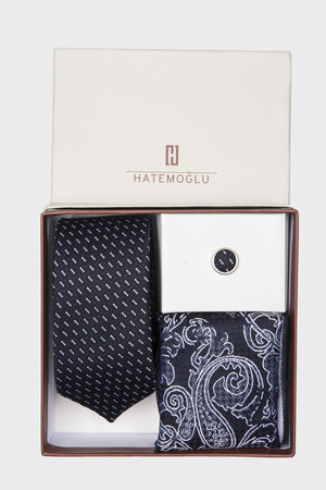 Lacivert Basic Kravat Mendil Yaka Rozeti - 6