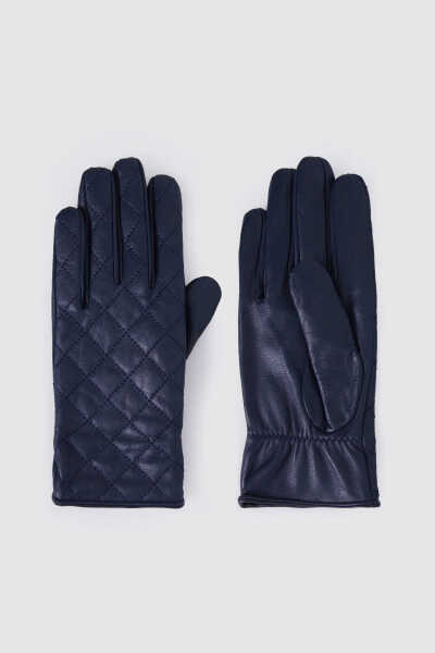 Lacivert Hakiki Deri Eldiven - 2