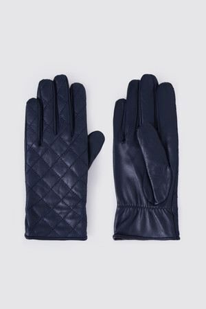 Lacivert Hakiki Deri Eldiven - 6