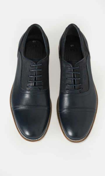 Lacivert Hakiki Deri Günlük Ayakkabı - 4