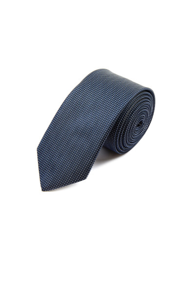 Lacivert Desenli Klasik Micro Kravat - 4