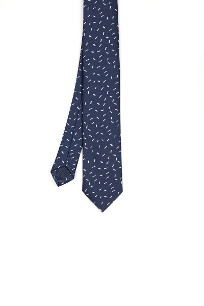 Lacivert Desenli Klasik Micro Kravat - 5