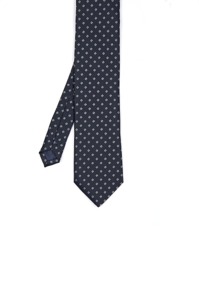 Lacivert Desenli Klasik Micro Kravat - 6