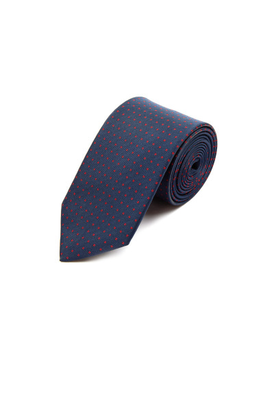 Lacivert Desenli Klasik Micro Kravat - 2