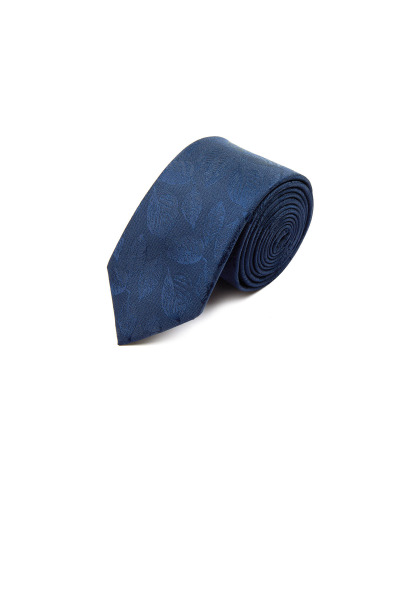 Lacivert Desenli Klasik Micro Kravat - 2