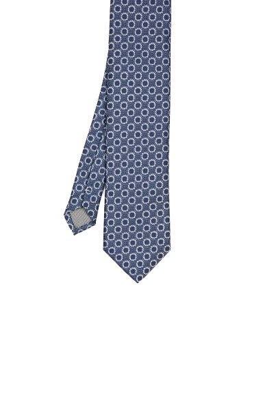 Lacivert Desenli Klasik Micro Kravat - 4
