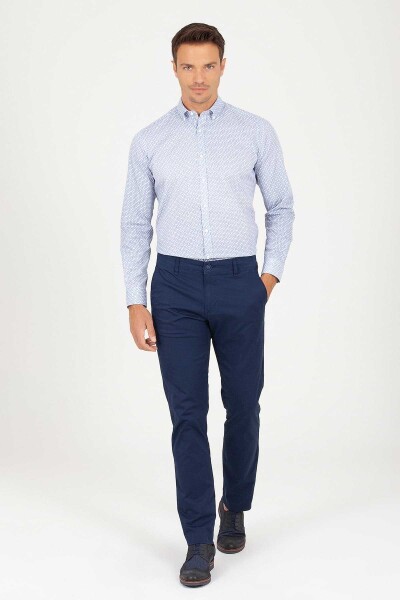 Lacivert Regular Fit Düz Pamuklu Yandan Cep Kanvas Pantolon - 2