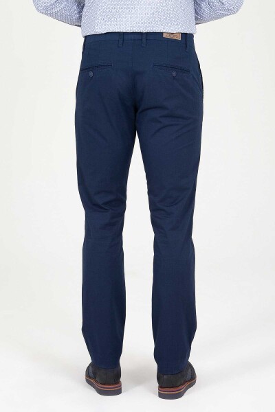 Lacivert Regular Fit Düz Pamuklu Yandan Cep Kanvas Pantolon - 3