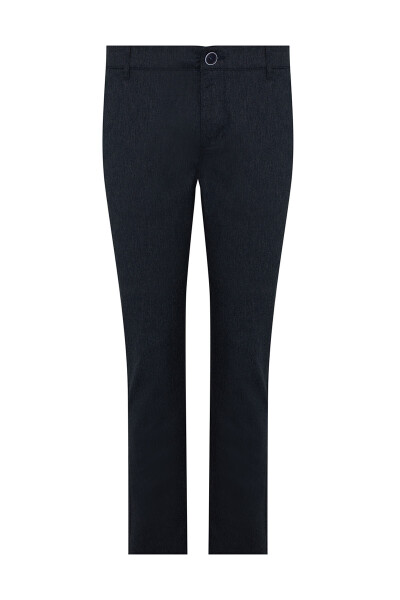 Siyah Regular Fit Düz Pamuklu Yandan Cep Kanvas Pantolon - 1