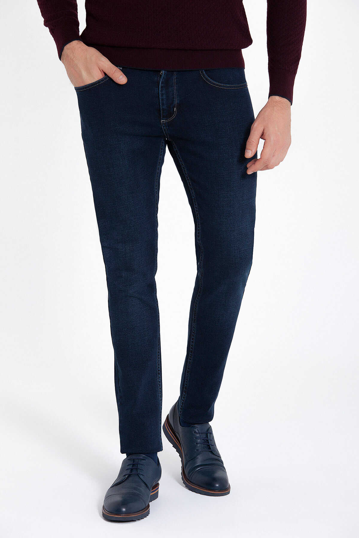 Lacivert Slim Fit Kot Pantolon - 1