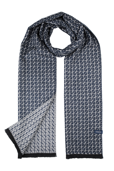 Lacivert-Bej Desenli Atkı - 2