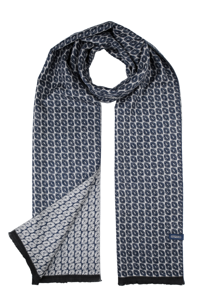 Lacivert-Bej Desenli Atkı - Hatemoğlu (1)