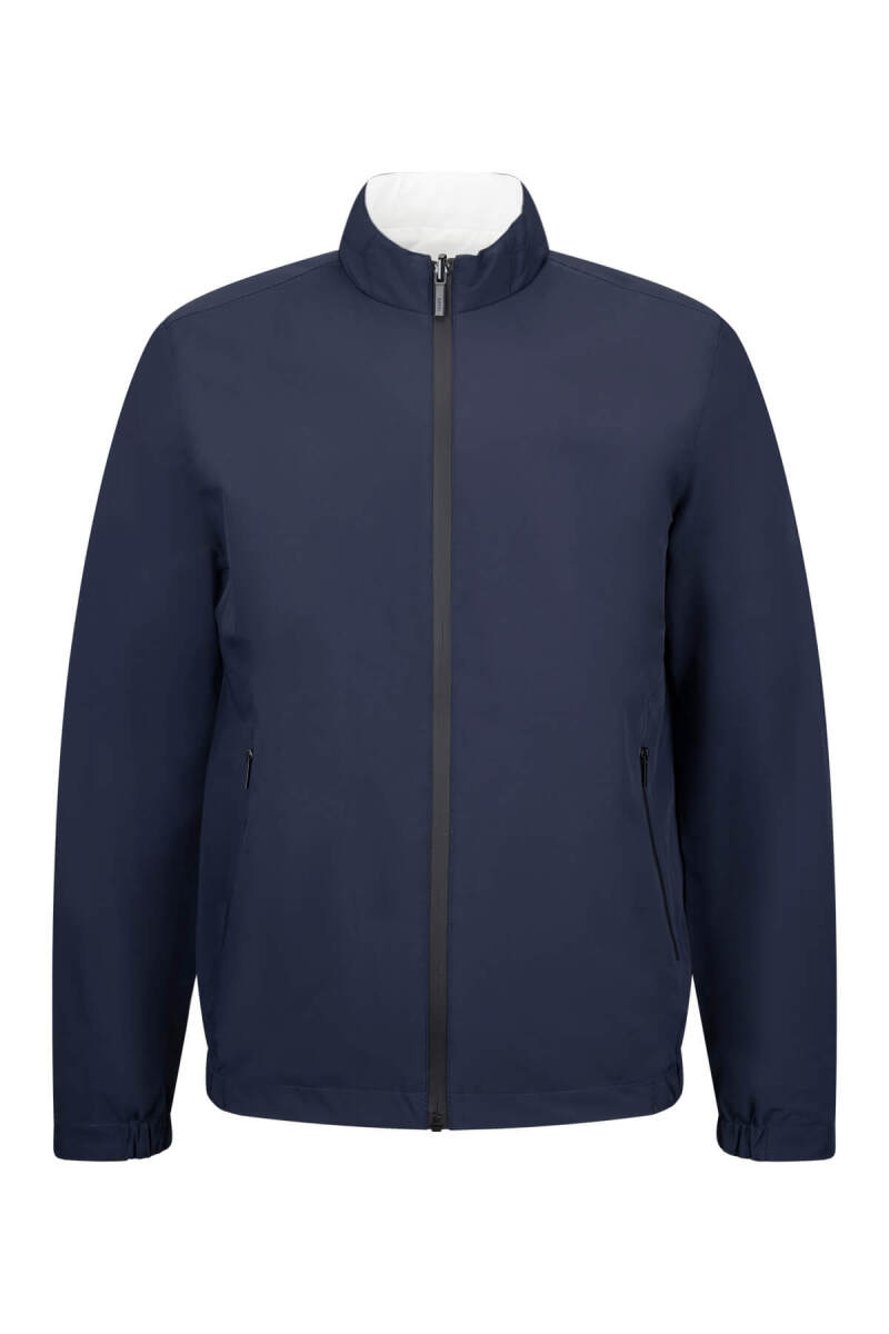 Lacivert - Bej Slim Fit Hakim Yaka Çift Taraflı Mevsimlik Spor Mont - Saykı