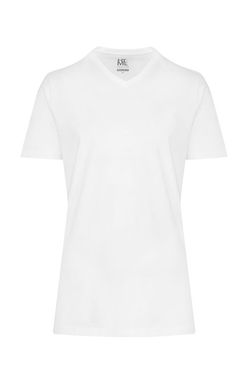Lacivert ve Beyaz Regular Fit %100 Pamuk V Yaka 2'li Paket Basic Tişört