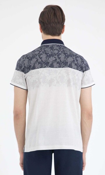 Lacivert Desenli Polo Yaka Tişört - 3