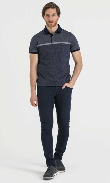 Lacivert Jakarlı Regular T-shirt - 2