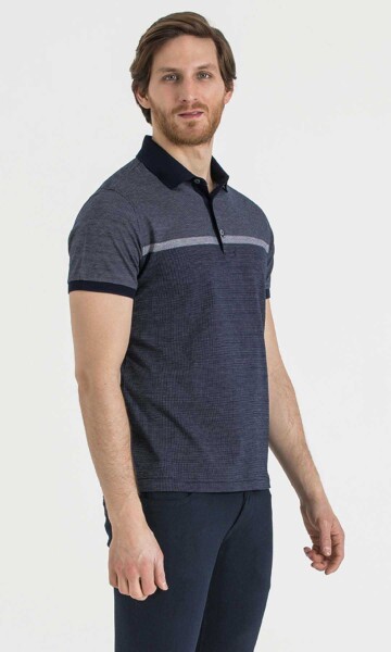 Lacivert Jakarlı Regular T-shirt - 4