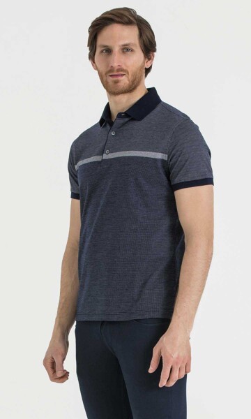 Lacivert Jakarlı Regular T-shirt - 3