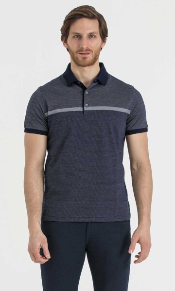 Lacivert Jakarlı Regular T-shirt - 1