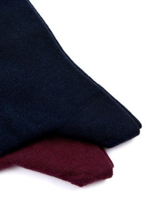 Lacivert Pamuklu İkili Dikişsiz Soket Çorap - Thumbnail