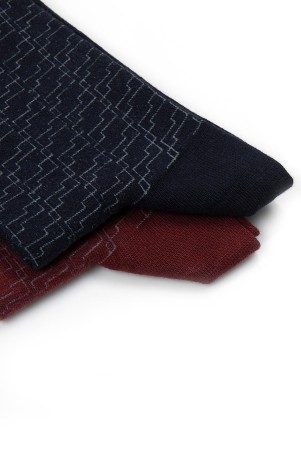 Lacivert İkili Desenli Soket Çorap - Thumbnail