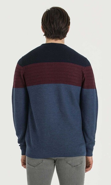 Bisitlet Yaka Lacivert Triko Kazak - 5