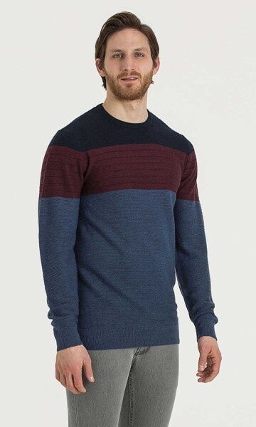 Bisitlet Yaka Lacivert Triko Kazak - 3