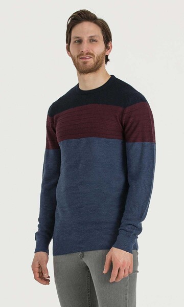 Bisitlet Yaka Lacivert Triko Kazak - 4