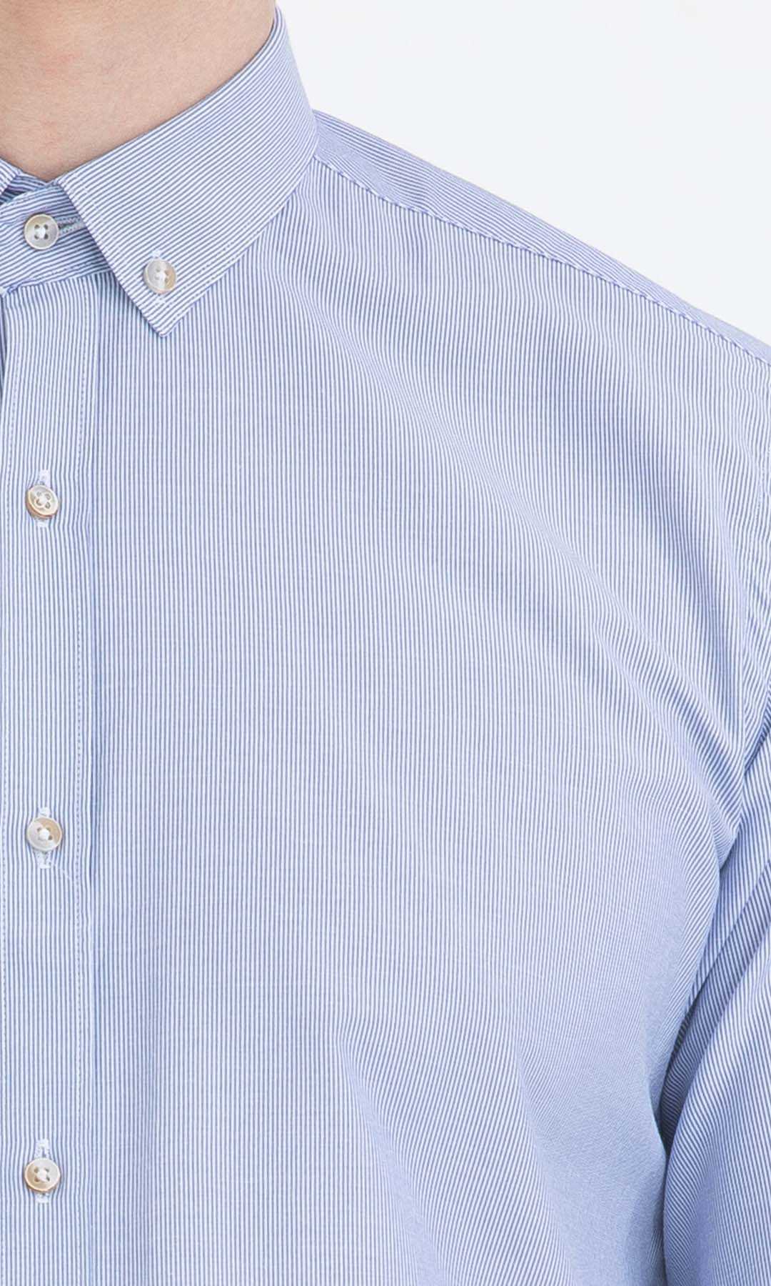 Lacivert Çizgili Slim Fit Gömlek - 4