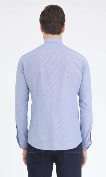 Lacivert Çizgili Slim Fit Gömlek - 3