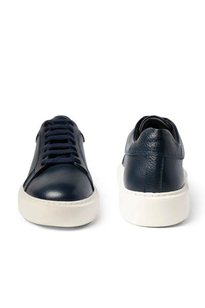 Lacivert Casual Bağcıklı Deri Sneakers - 2