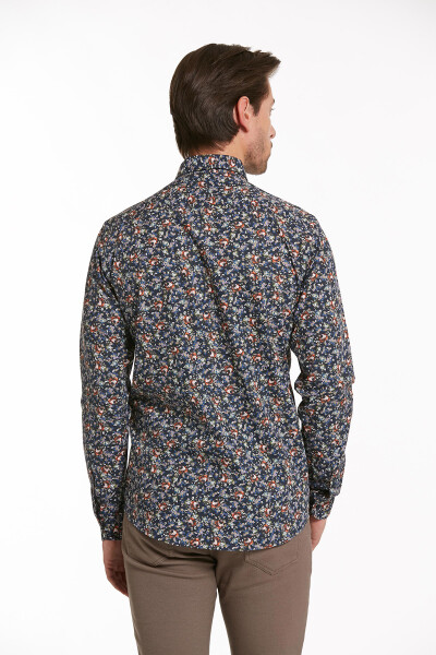 Turuncu Comfort Fit Uzun Kol %100Pamuk Baskılı Casual Gömlek - 4