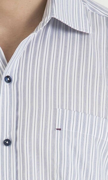 Lacivert Çizgili Regular Fit Gömlek - 5