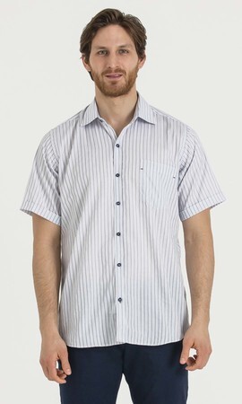 Lacivert Çizgili Regular Fit Gömlek - 6